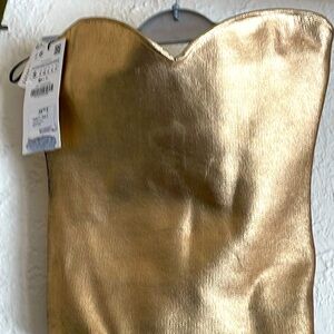 Zara  gold metallic tube top heart shape Size S new with tags